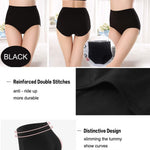 QOVOQ Women's High Waist Cotton Underwear Stretch Briefs Soft Comfy Ladies Panties MultiPack Black