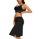 MANCYFIT Women's Half Slips for Under Dresses Non Cling Under Skirt Slips with Single Side Slits Black Medium