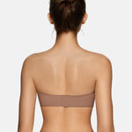 OEAK Womens Strapless Bras Jelly Push Up Bandeau Bra Non Slip Wireless Supportive Padded Bras Seamless Comfortable Tube Bra Coffee XS+