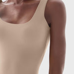 PUMIEY Bodysuit for Women Square Neck Sleeveless Tank Top Body Suits Women Clothing Semolina Large