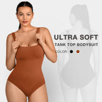 Lover-Beauty Shapewear Tummy Control Slimming Body Suits Thong Built in Bra Tank Top, Brown, M/L