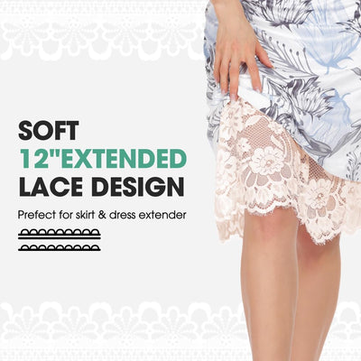 MANCYFIT Half Slips for Under Dresses Extender Slip Skirt for Women Lace Trim Long Underskirt 28 Inch Nude XX-Large