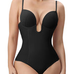 Slimers Thong Shapewear for Women Tummy Control Low Back Invishaper Plunge Backless Body Shaper Bra Open Crotch Bodysuit