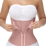 SHAPSHE Waist Trainer for Women Tummy Control Workout Waist Cincher Corset Shapewear Postpartum Body Shaper Faja with Zipper Hook Rosy Brown L