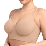 HSIA Bras for Women Minimizer Full Coverage Seamless Plus Size Longline Unlined Underwire Back Smoothing Bra, Light Beige 36DD