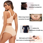 Molasus Women's Soft Cotton Underwear Briefs High Waisted Postpartum Panties Ladies Full Coverage Plus Size Underpants Nude,Large