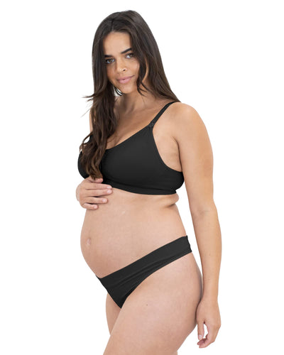 Kindred Bravely Maternity Thong Panties | Under the Bump Maternity Thong 2-Pack (Neutrals, Large/X-Large)