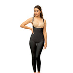 Isavela Body Suit Ankle Length W/Suspender Plastic Surgery Compression Garment W/Zipper (BS07) (3XL, Black)