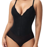 SHAPERIN Sexy Lace Bodysuit for Women Shapewear Tummy Control Corset Bodysuit Thong Tank Tops Body Suit Shaper Black S