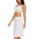 MANCYFIT Women's Half Slips for Under Dresses Non Cling Under Skirt Slips with Single Side Slits White Large