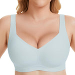 Gailife Womens Seamless Wireless Supportive Lift Bra Push Up Comfort Plus Size Bra No Underwire Full Coverage Tshirt Bralette, Lake Blue, XL
