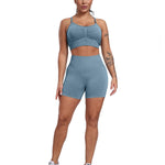 CHRLEISURE Women's 4 Packs Workout Gym Shorts, High Waisted Butt Lifting Scrunch Butt Seamless Booty Shorts(Black,DGray,Green,Blue,M)