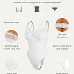 SHAPELLX Shapewear for Women Lace Bodysuit Tummy Control Thong Waist Sculpt Body Shaper(White, XX-Large)