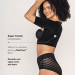 Leonisa Seamless Upper Arm Shaper Slimming Compression Vest with Posture Corrector, Beige, Medium