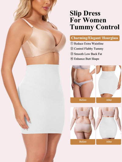 JOYSHAPER Shapewear Dress Slip for Under Dresses Half Slip Tummy Control High Waist Slip Skirt Body Shaper