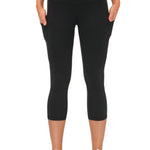 THE GYM PEOPLE Thick High Waist Capris Yoga Pants with Pockets, Tummy Control Workout Running Yoga Leggings for Women Black