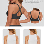 Gailife Womens Wireless V Mesh Comfortable Bra Seamless Bralette Push Up Brassiere No Underwire Supportive Tshirt Everyday Bra, Black, L