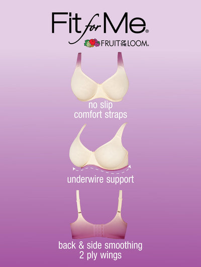 Fruit of the Loom Women's Fit for Me Collection: Plus-Size Unlined Underwire Bra-Cotton Comfort & Pinch-Free Straps, Heather Grey, 44DDD