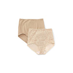 Bali womens Cotton Light Control Dfx037 2-pack shapewear briefs, Nude/Lace for Flowers, XX-Large Plus