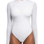 Popilush Body Suits for Womens Mock Neck Long Sleeve Shapewear Tummy Control Turtle Neck Body Shaper Thong Going Out Tops
