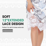 MANCYFIT Half Slips for Under Dresses Extender Slip Skirt for Women Lace Trim Long Underskirt 32 Inch White XX-Large