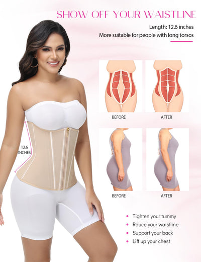 SHAPSHE Waist Trainer for Women Tummy Control Long Torso Postpartum Belly Band Faja Body Cincher Shapewear with Adjustable Hook and Eye