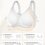 SHAPELLX Back Smoothing Full Coverage Wireless Bra for Older Women Side Support No Side Bulge Breathable Comfort Lift (White Medium)