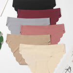 Medaling Seamless Underwear for Women No Show Wave Edge Low Rise Bikini Breathable Comfortable Soft Panties 6 Pack (A, Medium)