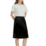 Ellames Women's 2 Pieces Half Slips for Under Dresses Satin Long Underskirt Half Slip Shirt Skirt Extender Black & Nude 23" Medium