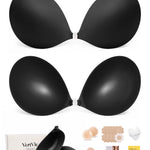 Vertvie Strapless Sticky Bra Push Up Invisible Lightweight Adhesive Cleavage Lift Reusable for Backless Dress Wedding & Prom(Black,Cup C)