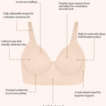 HSIA Bras for Women Minimizer Full Coverage Seamless Plus Size Longline Unlined Underwire Back Smoothing Bra, Light Beige 36DD
