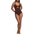 SPANX ASSETS High Waist Thong - Seamless Shapewear - No-Show Tummy Support - Silicone Grip - Lightweight Sculpting - Chestnut Brown - Medium