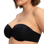 HSIA Strapless Bras for Women Large Bust Coolcomfort Minimizer Corset Full Coverage Plus Size Convertible Bustier with Underwire, Black 34DD