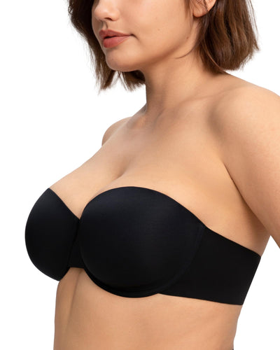 HSIA Strapless Bras for Women Large Bust Coolcomfort Minimizer Corset Full Coverage Plus Size Convertible Bustier with Underwire, Black 34DD