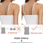 Air Curvey 3 Pack Camisole Tops for Women Built in Bra Adjustable Spaghetti Strap Soft Cotton Undershirt Tanks Seamless Layering Tops Black Nude White M