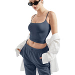 SUUKSESS Women Sexy Square Neck Tank Top Summer Y2K Going Out Tops Casual Sleeveless Basic Cami Shirts (Navy, S)