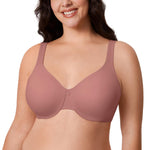 DELIMIRA Women's Minimizer Bra Plus Size Underwire Smooth Full Coverage Seamless Bras Vintage Rose 38DD