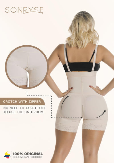 Sonryse 050ZL Postpartum Stage 2 Mid Thigh Bodysuit Tummy Control Shapewear for Women Faja Colombiana Beige L