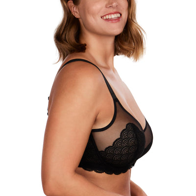 HSIA Minimizer Bras for Women Large Bust Full Coverage Lace Plus Size Bra - Mermaid Scales Black