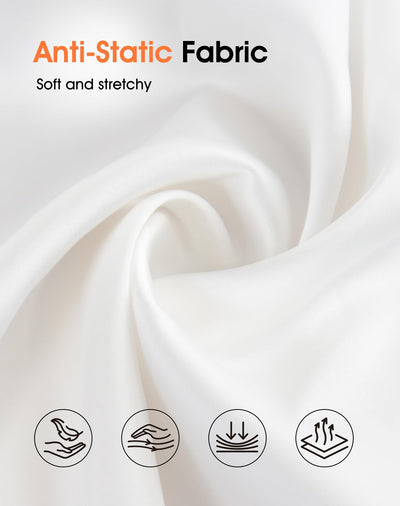 MANCYFIT Half Slips for Women Satin Slip Skirt Under Dresses Anti-Static Side Slit Underskirt Large White