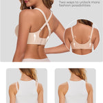 Gailife Womens Wireless V Mesh Comfortable Bra Seamless Bralette Push Up Bras No Underwire Supportive Tshirt Everyday Bras Black&Nude 3XL