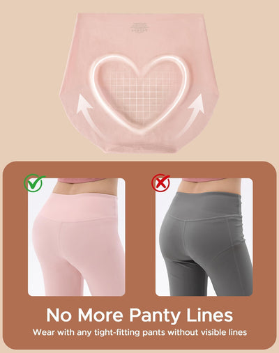 INNERSY Women's High Waist Seamless Underwear No Show Panties Full Coverage Briefs 3-Pack(Medium, Black/Brick Red/Nude)
