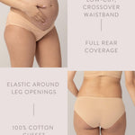 Kindred Bravely Under the Belly Bikini Maternity Underwear for Women and Postpartum Underwear 5 Pack (Black/Beige, Medium)