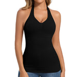 JOYSHAPER Shapewear Camisole with Built in Bra Compression Halter Tops for Women Tummy Control Shapewear Tank Top Padded Bras Black XL
