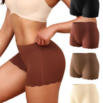 LEVAO Seamless Boy Shorts Underwear for Women with Wavy Edge, High-waisted No Show Boxer Briefs Panties 4 Pack S-XXL