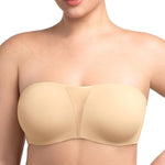 HSIA Strapless Bra for Big Bust Women, Anti-Slip Full Coverage Bandeau Plus Size Fiery Bra Underwire Support for Large Breast Beige