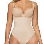 SHAPERX Open Bust Shapewear Tummy Control Bodysuits for Women Seamless Compression High Waisted Body Shaper, SZ5315-Beige-2XL/3XL