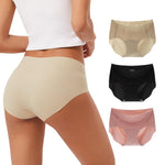 INNERSY Women's Seamless No Show Hipster Panties Invisible Light Underwear 3-Pack(Black/Brick Red/Nude,Medium)