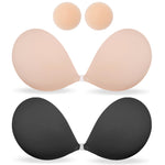 MITALOO Seamless Adhesive Bra Sticky Strapless Invisible Push up Bras Silicone Backless Nipple Cover for Women Beige Black