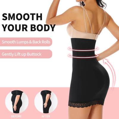 JOYSHAPER Half Slips for Women Under Dress High Waist Tummy Control Shapewear Waist Trainer Body Shaper Lace Black XL